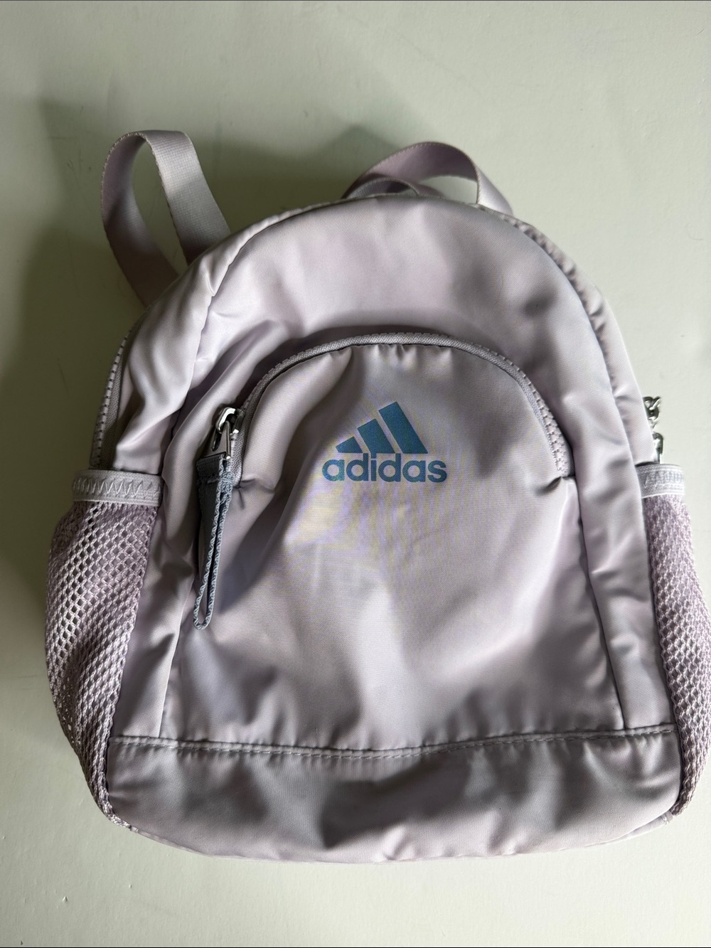 Adidas Mini Backpack Light Lavender Purple Iridescent Logo - Picture 2 of 9